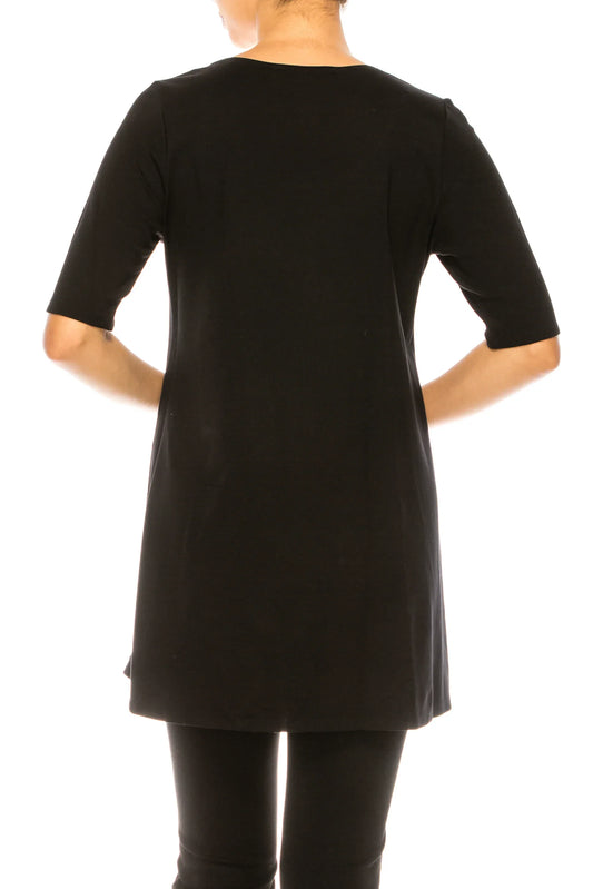 Nygard Black Short Sleeve Tunic Top