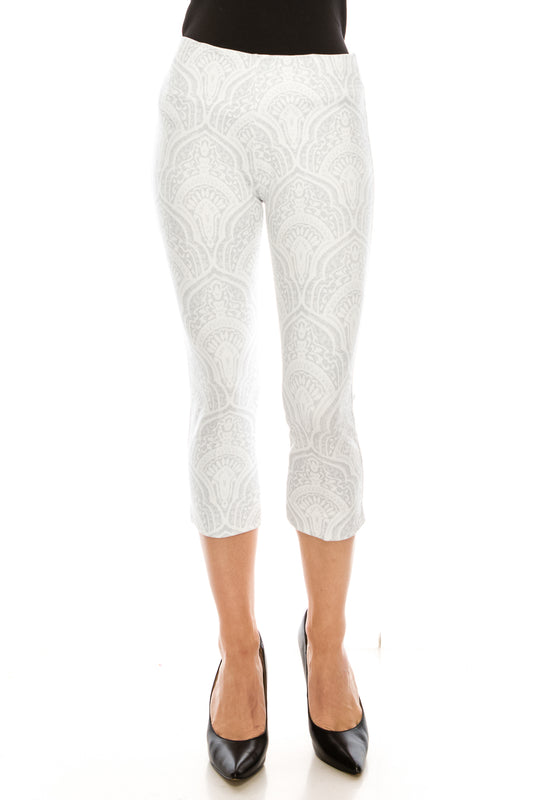 Nygard White Silver Printed Capri Legging
