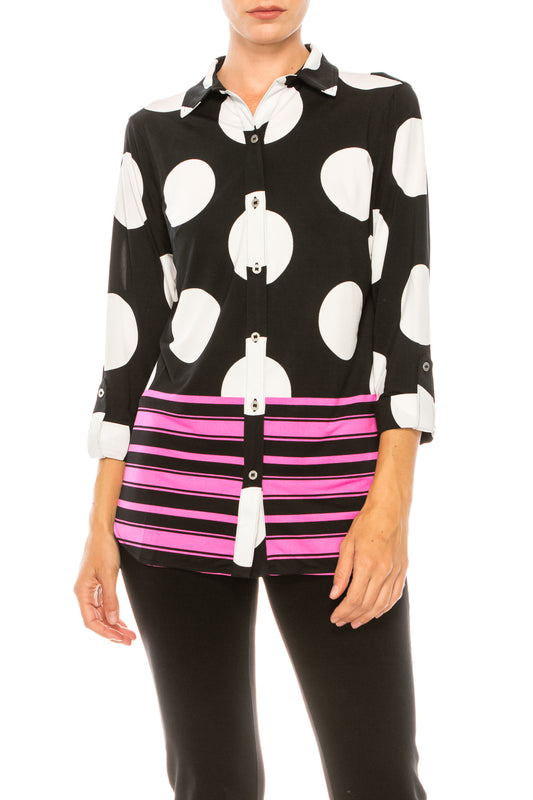 Nygard Multi Print Collared Button Down Top