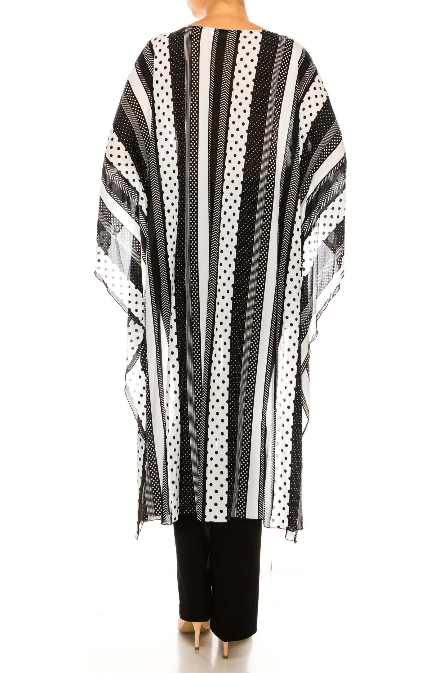 Nygard Black White Stripe One Size Kimono Top