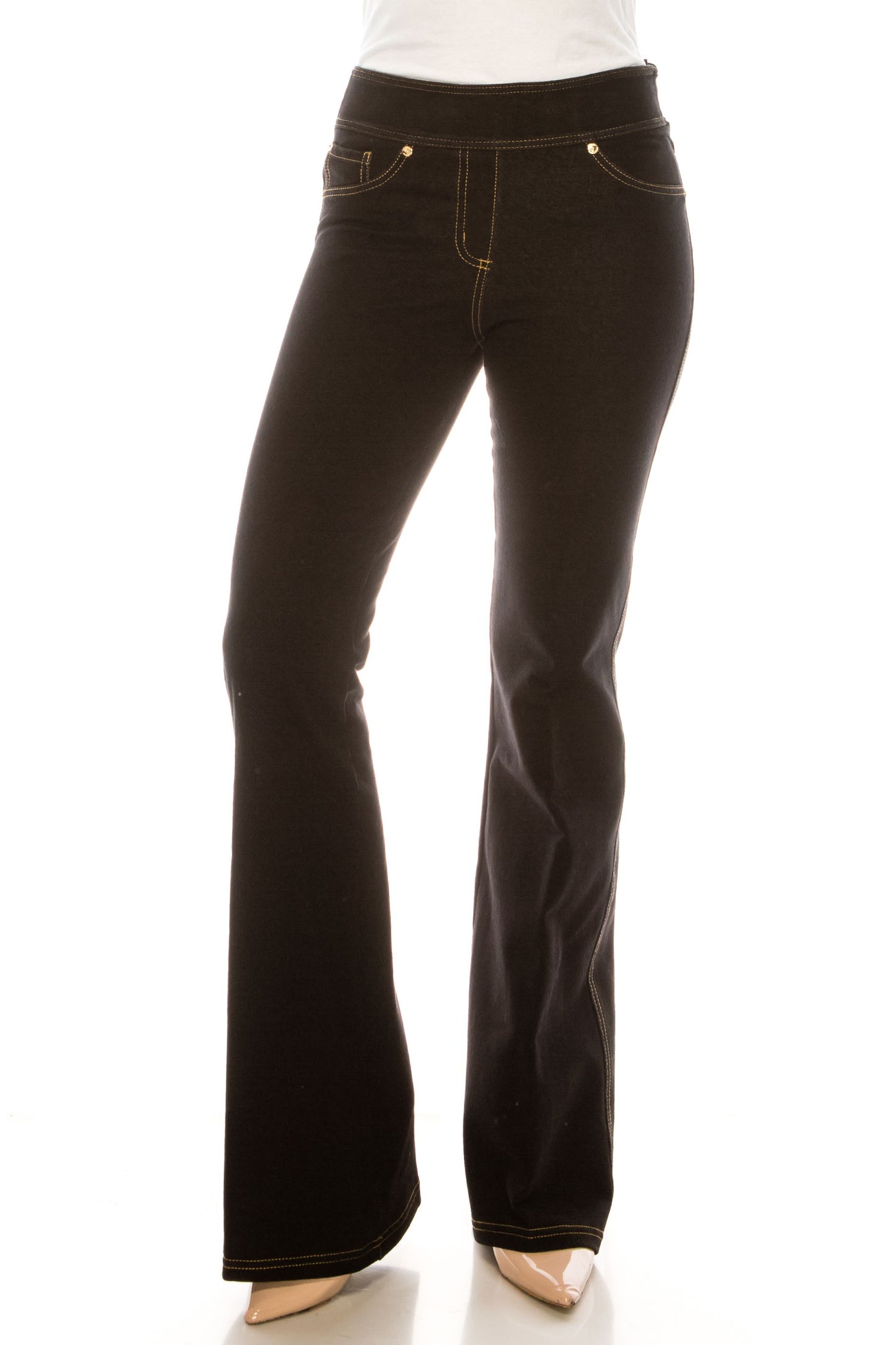 Nygard Elastic Waist 3-Pocket Flare-Cut Jeggings