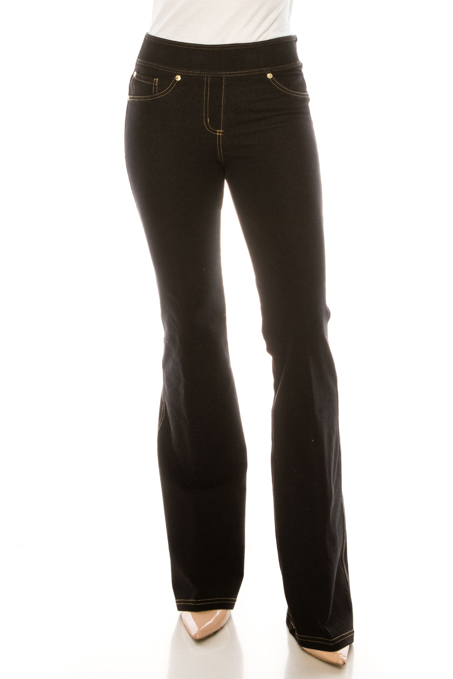 Nygard Elastic Waist 3-Pocket Flare-Cut Jeggings