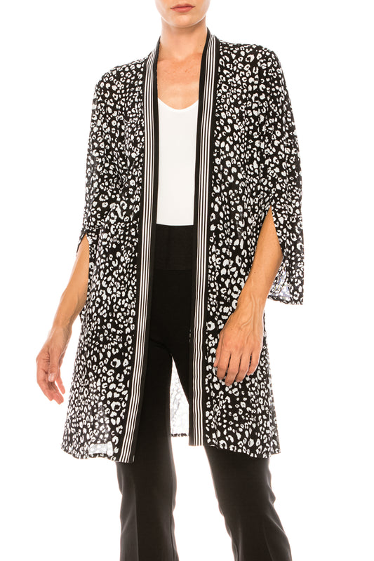 Nygard Black White Leopard Print Open Front Sheer Cardigan