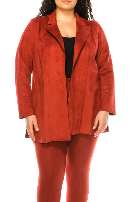 NYGARD Faux Suede Open Front Blazer (PLUS SIZE)