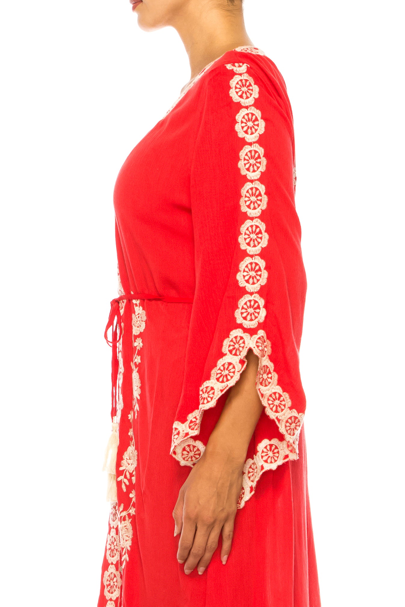 Paparazzi Floral Embroidered Midi Caftan Dress