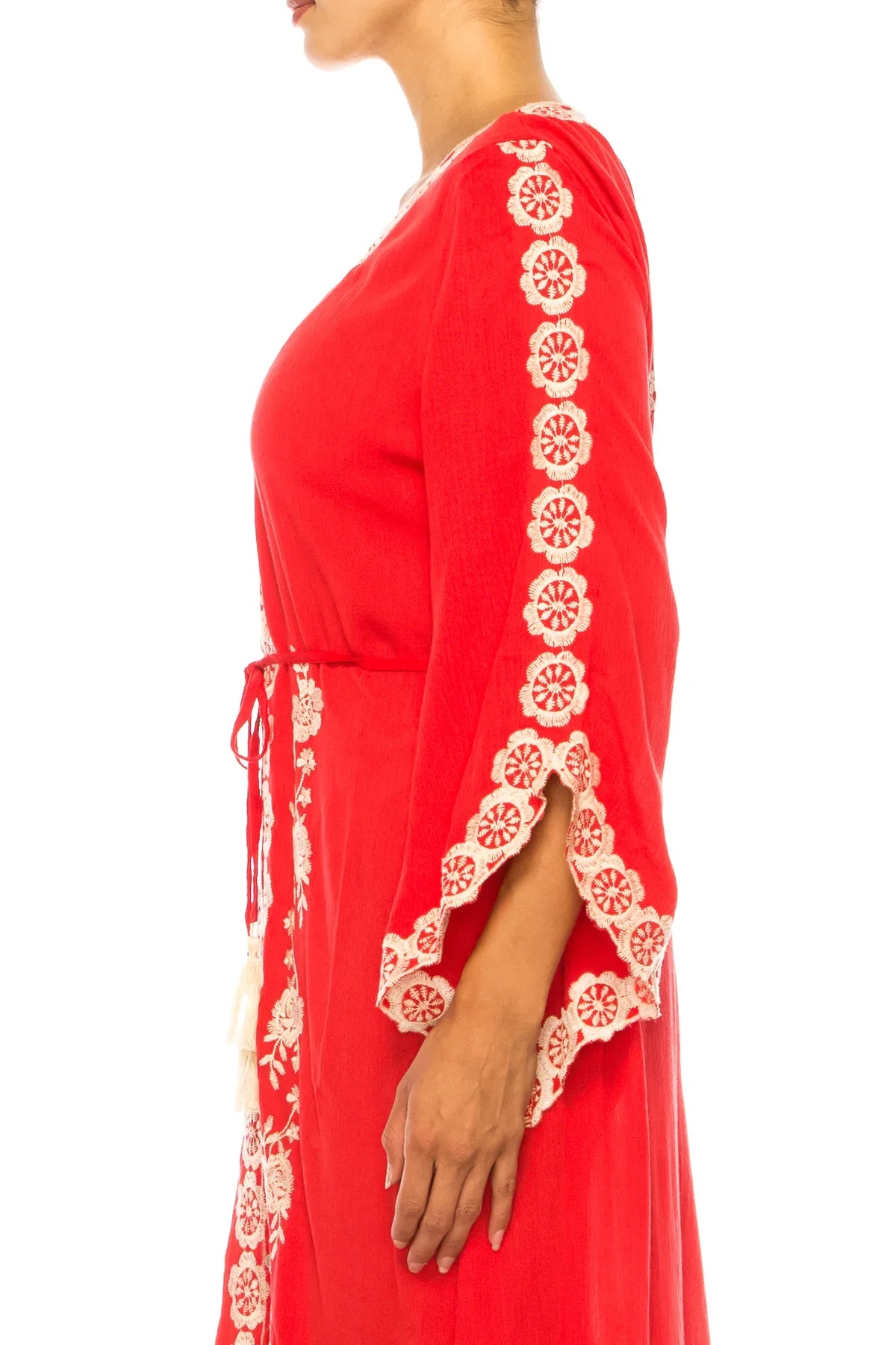 Paparazzi Floral Embroidered Midi Caftan Dress