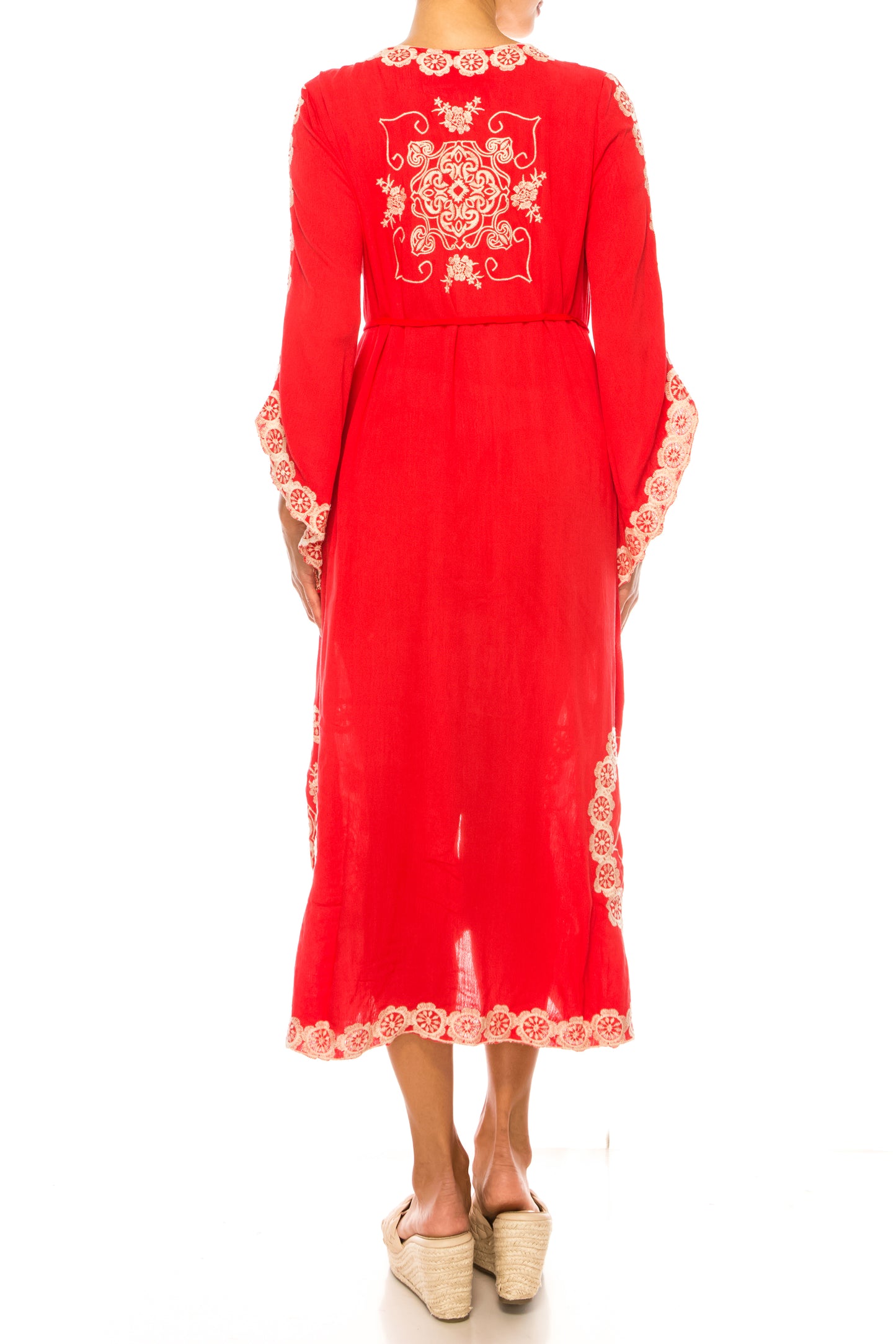Paparazzi Floral Embroidered Midi Caftan Dress