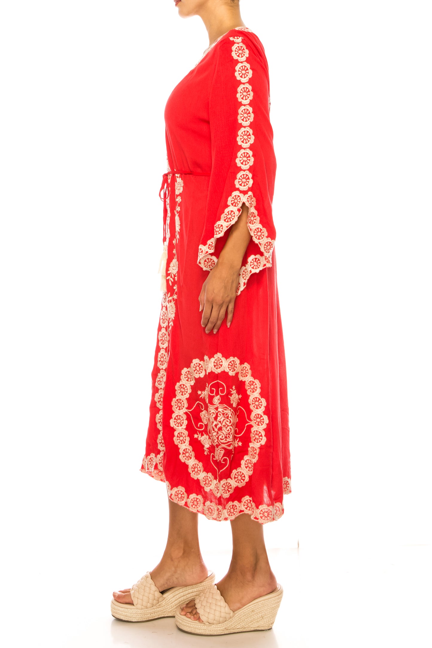 Paparazzi Floral Embroidered Midi Caftan Dress
