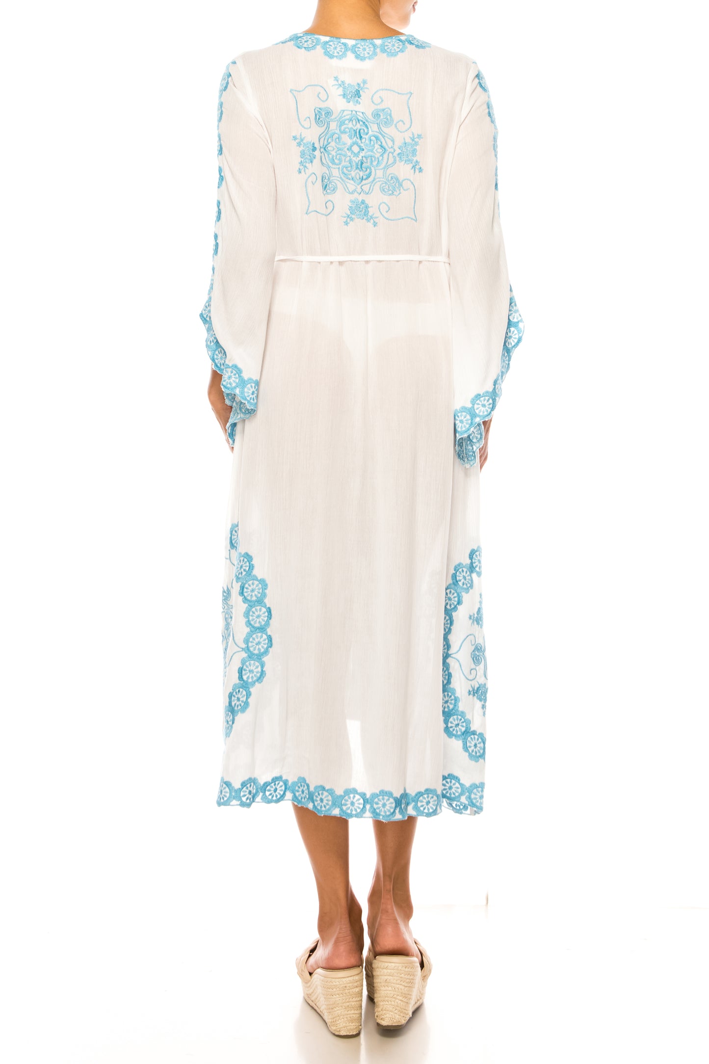 Paparazzi Floral Embroidered Midi Caftan Dress