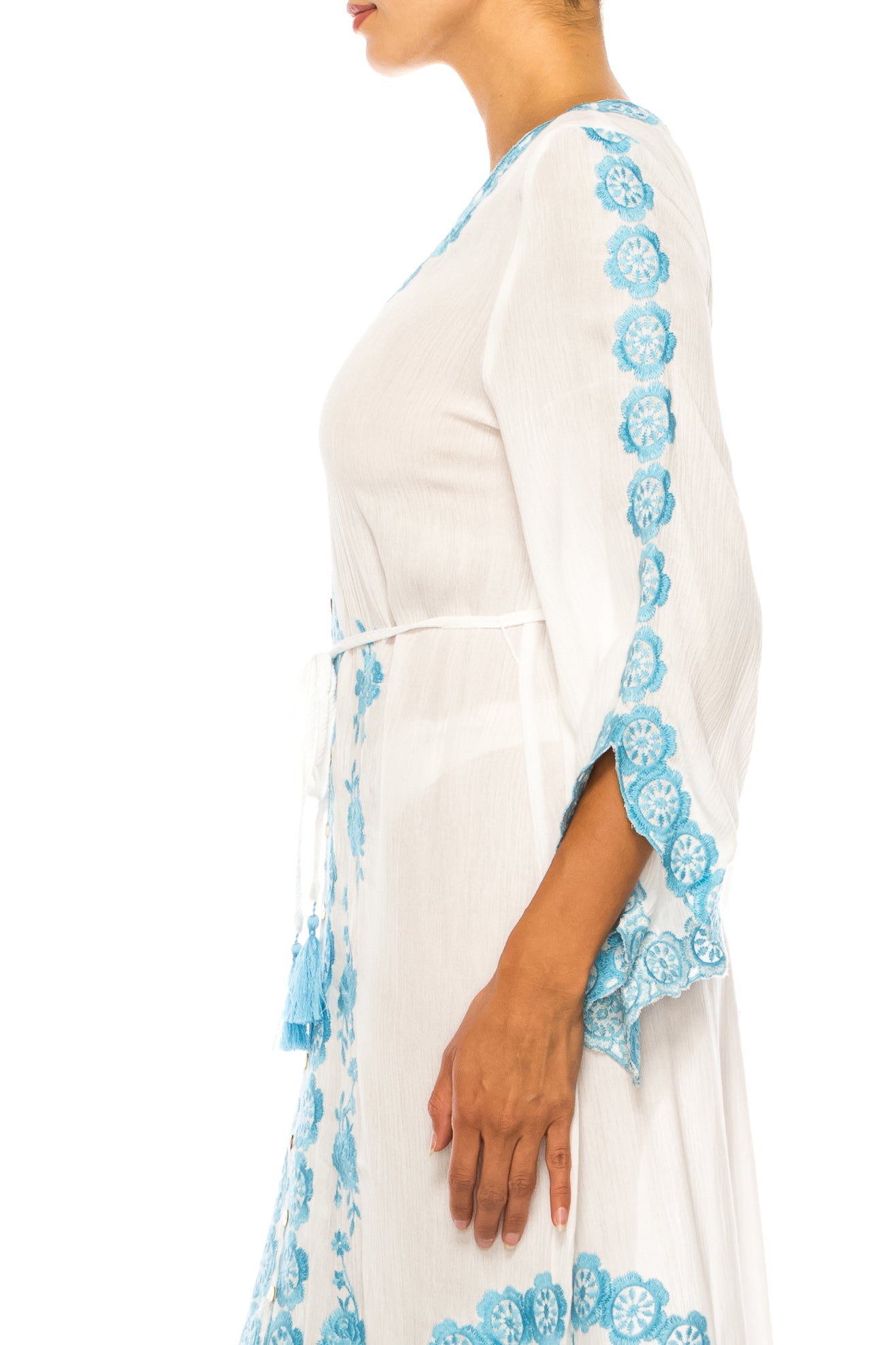 Paparazzi Floral Embroidered Midi Caftan Dress
