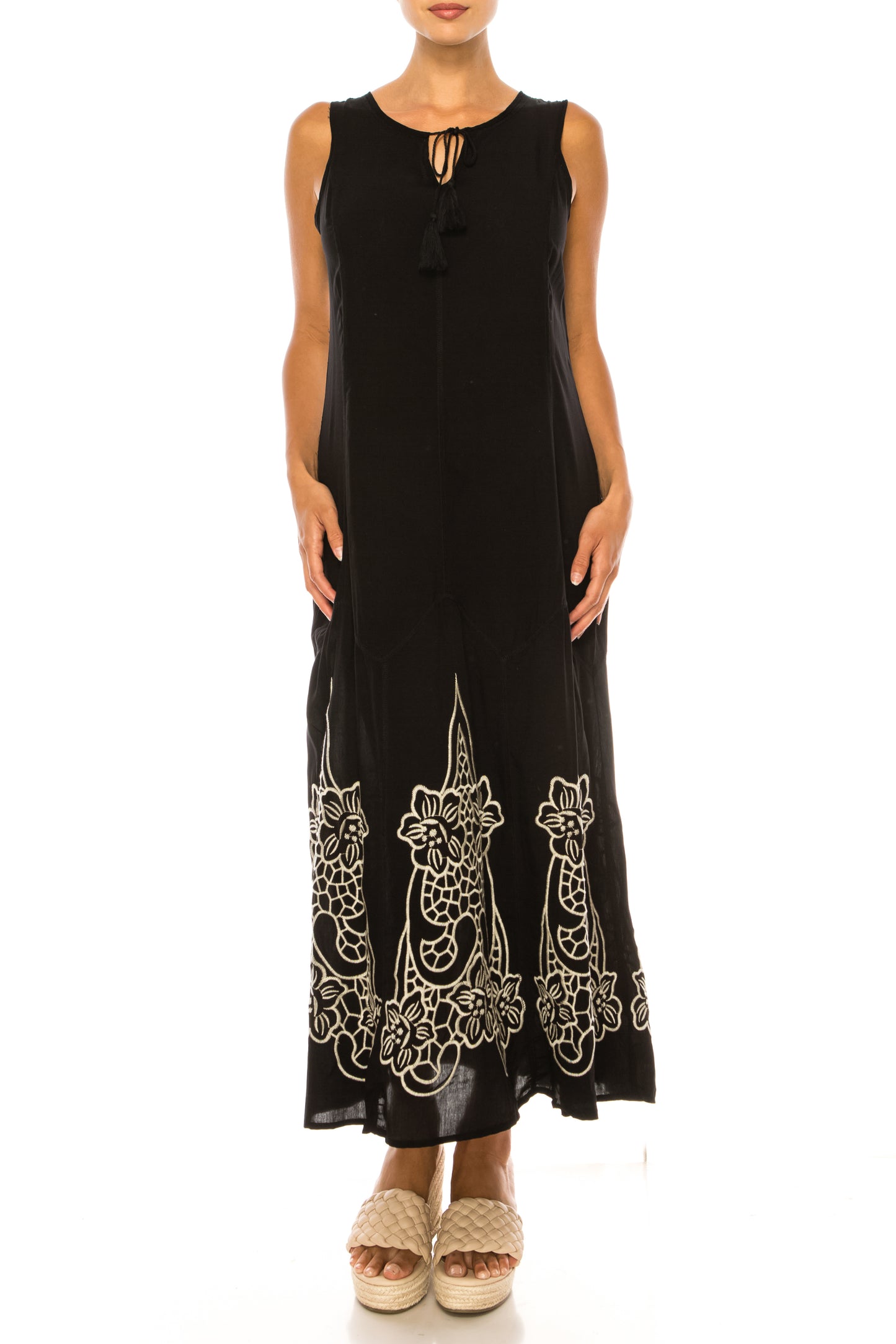 Paparazzi Sleeveless Floral Embroidered Maxi Dress