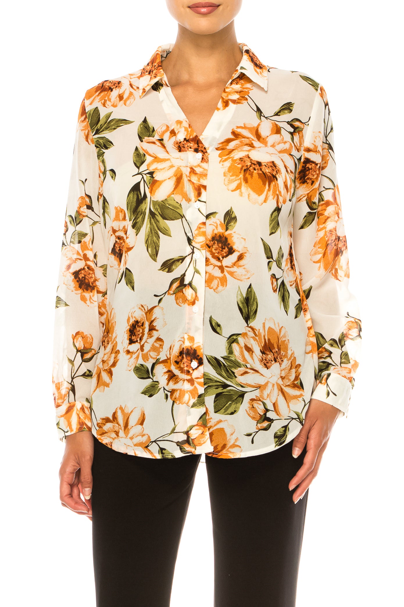 Paparazzi Long Sleeve Floral Button Down Top