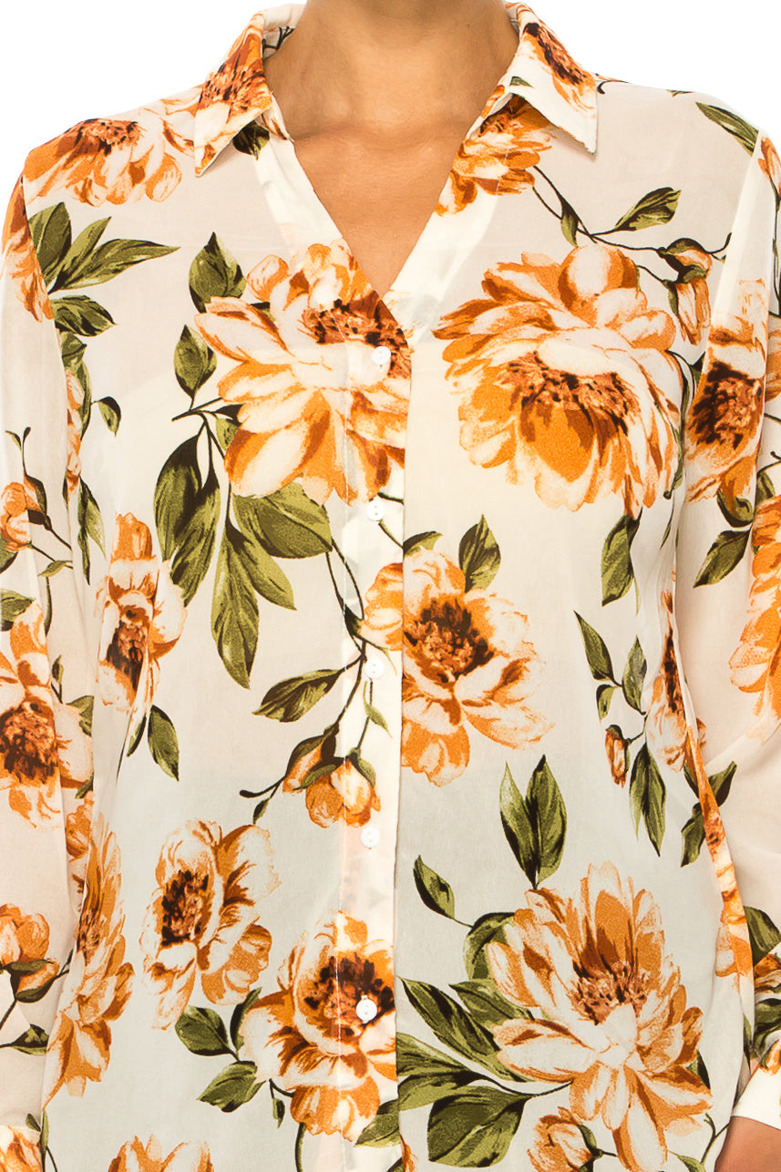Paparazzi Long Sleeve Floral Button Down Top