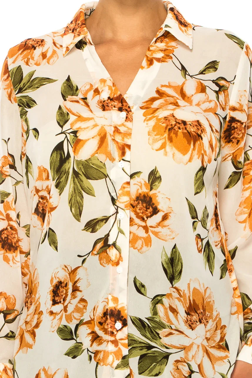 Paparazzi Long Sleeve Floral Button Down Top