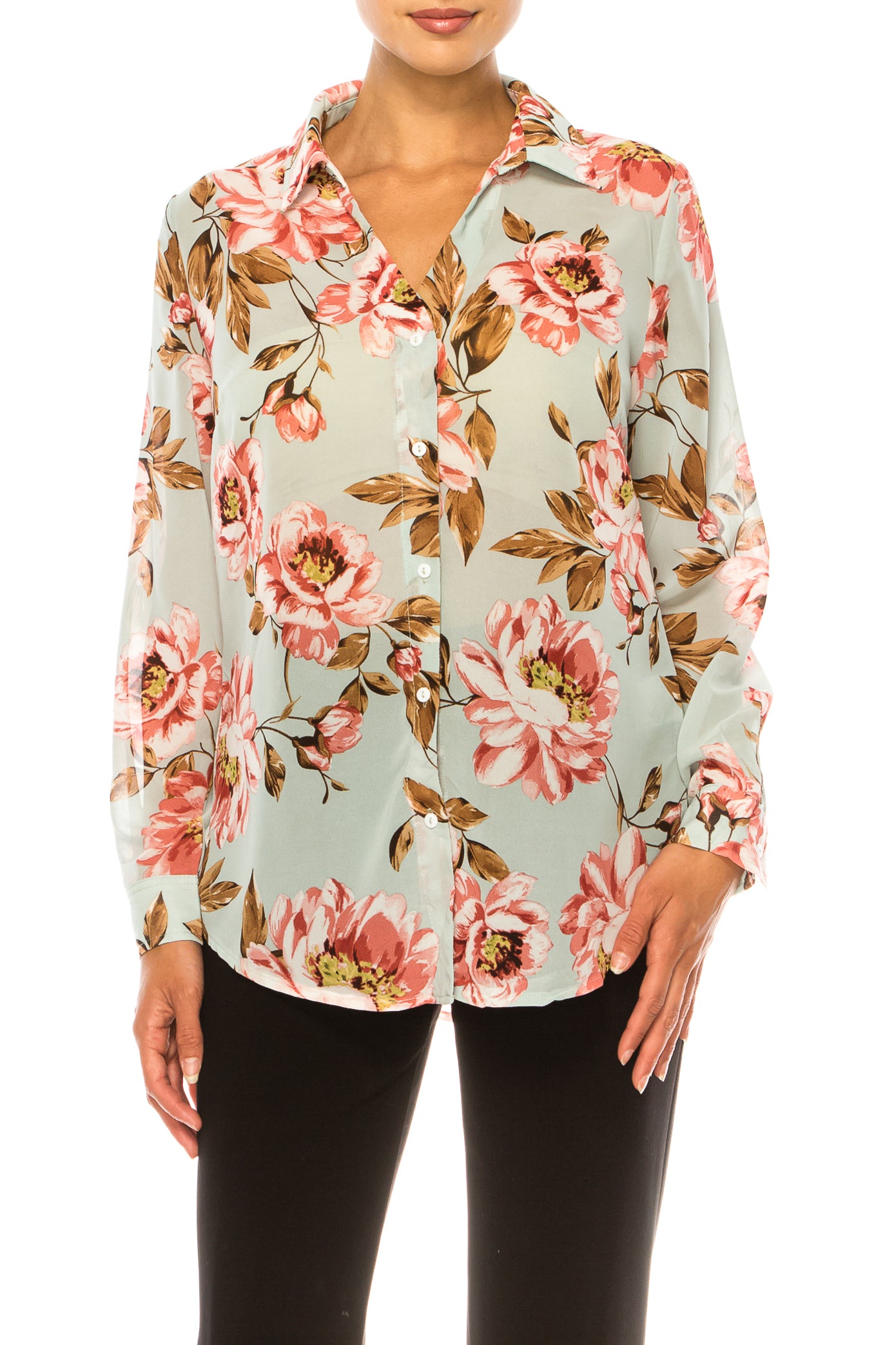 Paparazzi Long Sleeve Floral Button Down Top
