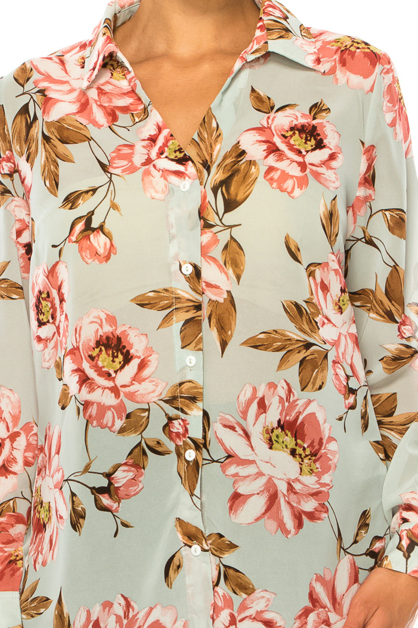 Paparazzi Long Sleeve Floral Button Down Top