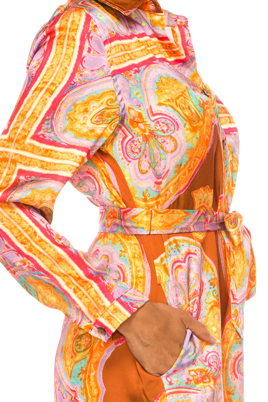 Paparazzi Abstract Print Long Sleeve Shirt Dress
