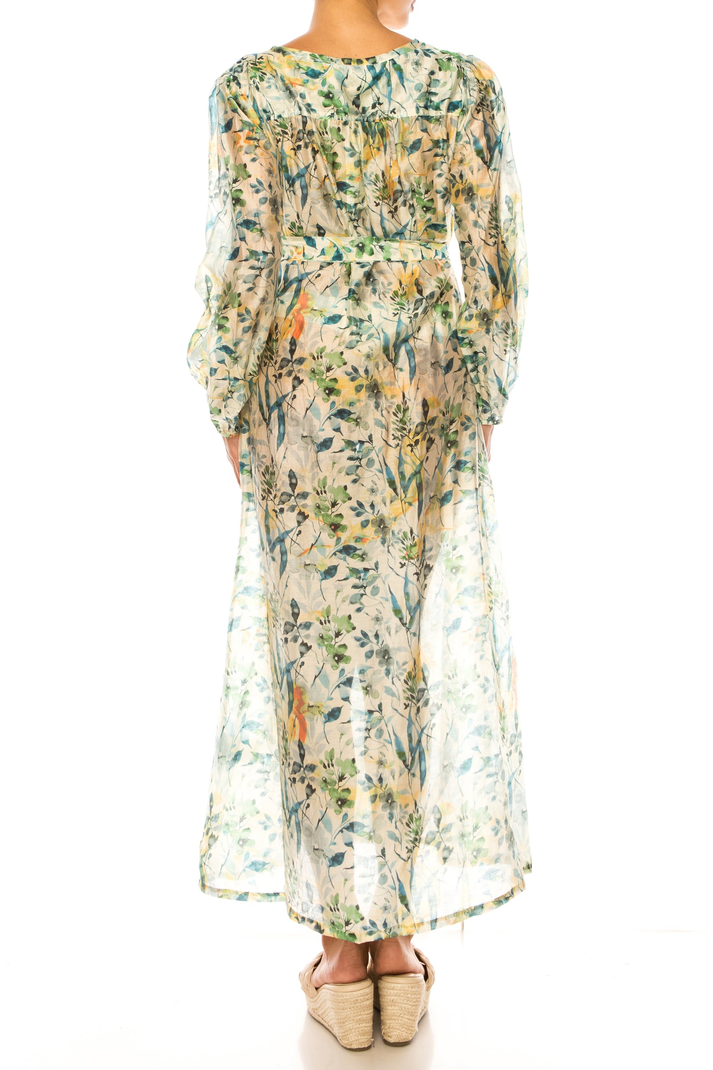 Paparazzi Long Sleeve Printed Maxi Shirt Dress