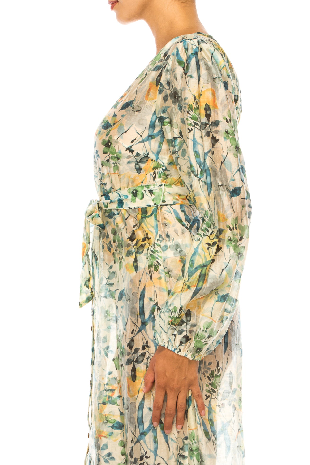 Paparazzi Long Sleeve Printed Maxi Shirt Dress