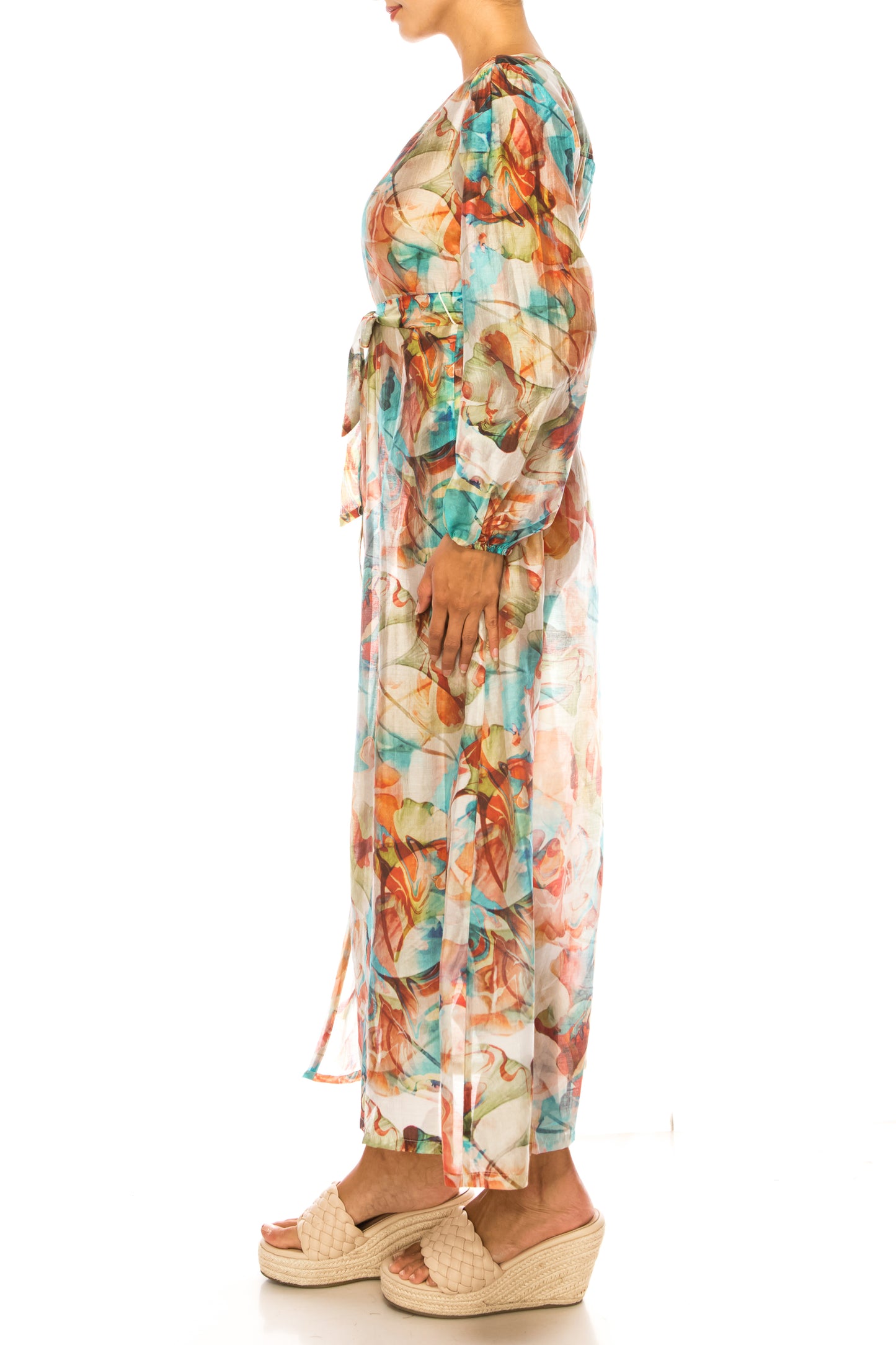 Paparazzi Long Sleeve Printed Maxi Shirt Dress