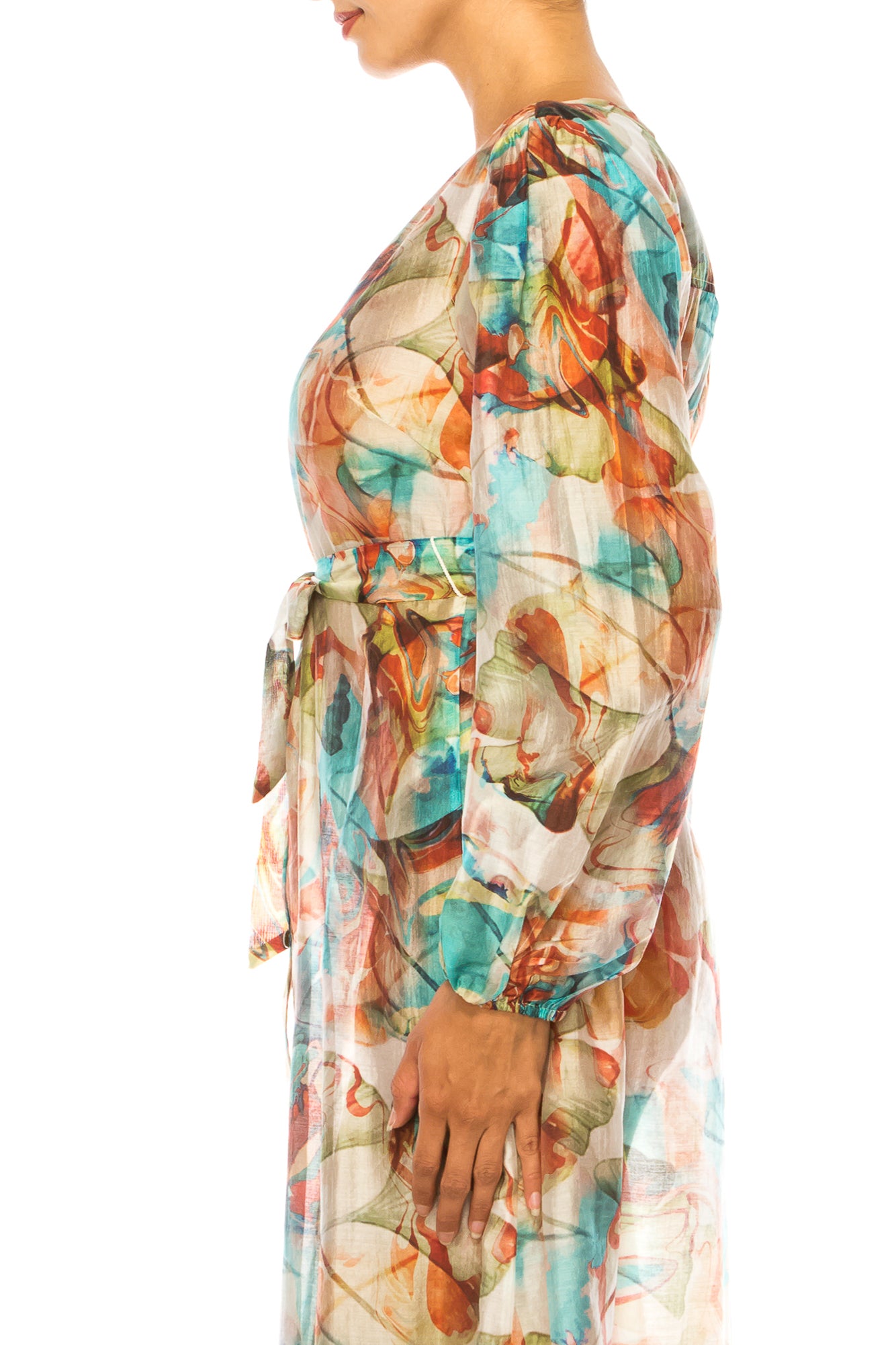 Paparazzi Long Sleeve Printed Maxi Shirt Dress