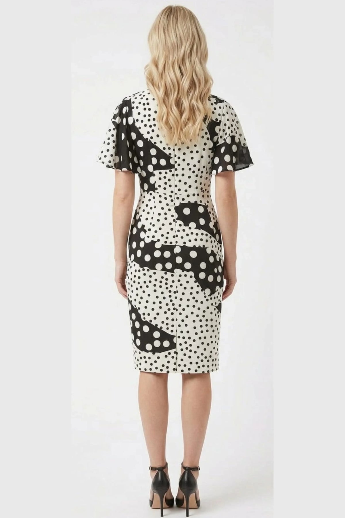 Phase Seven Geometric Print Flutter Sleeve Sheath Dress