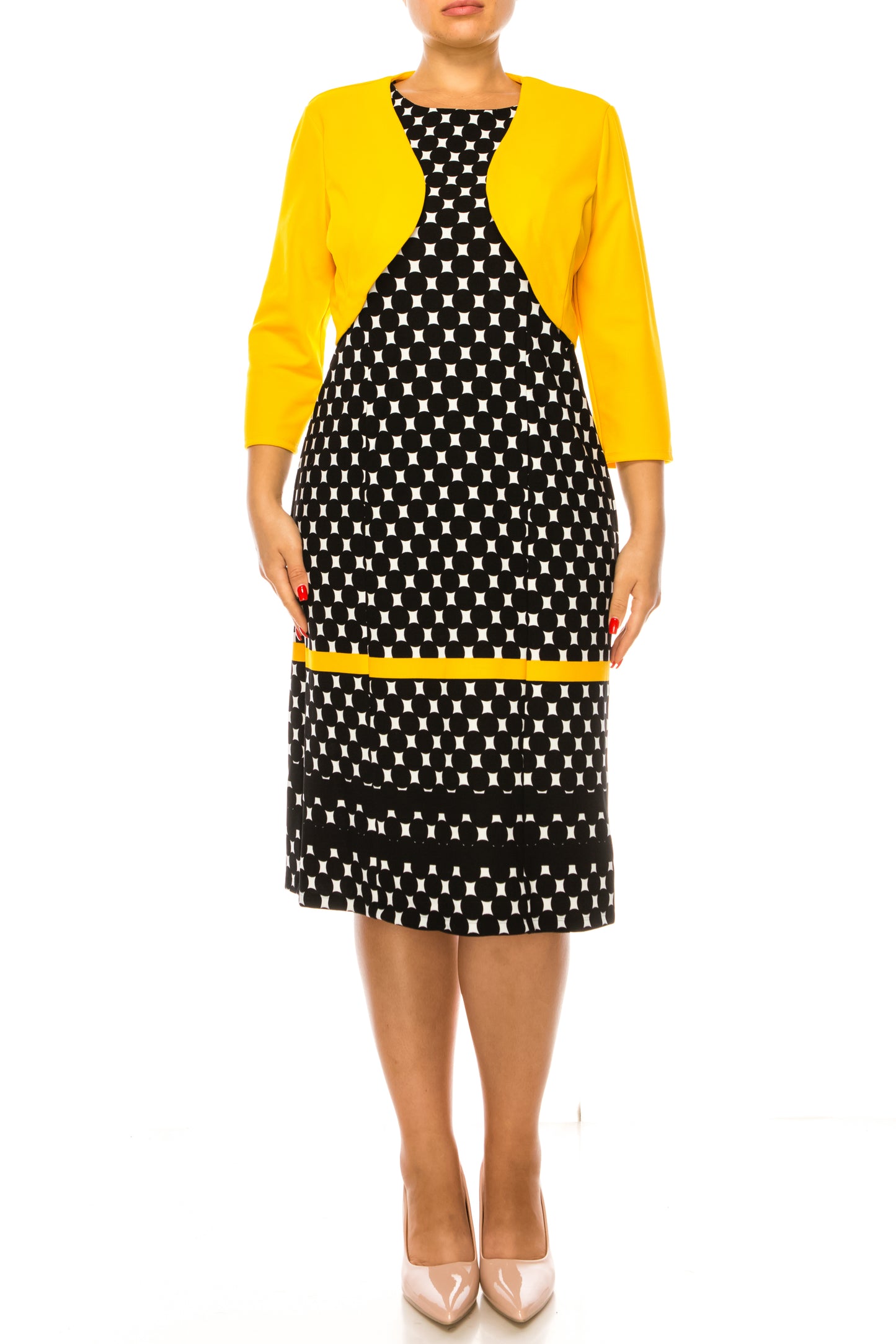 Peach Velvet 3/4 Sleeve Printed Jacket Dress
