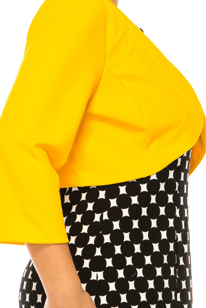 Peach Velvet 3/4 Sleeve Printed Jacket Dress