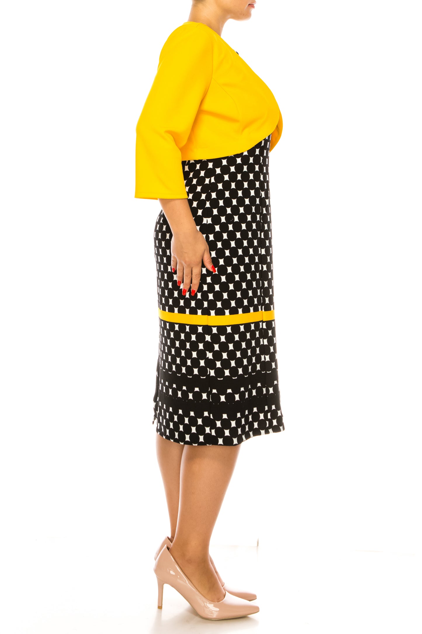 Peach Velvet 3/4 Sleeve Printed Jacket Dress