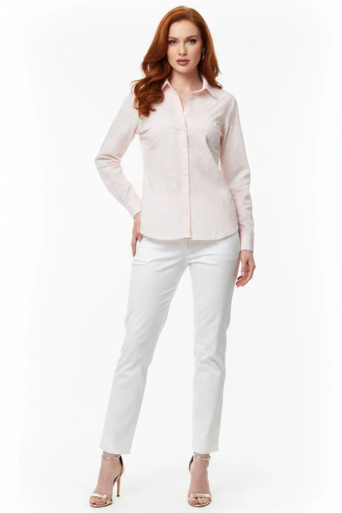 Hester & Orchard Floral Embroidered Button-Down Shirt