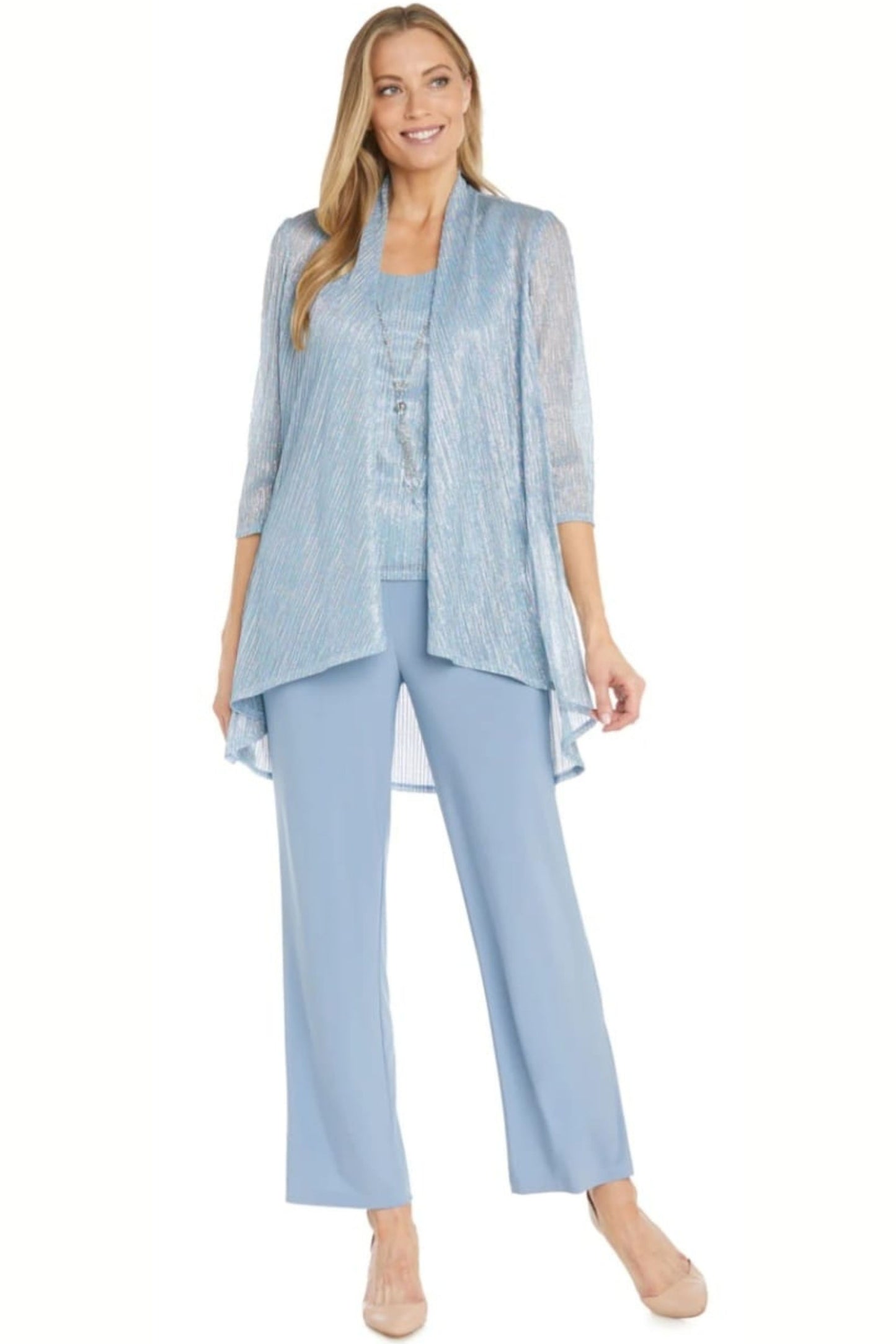 RM Richards Metallic 3-Piece Evening Pant Suit