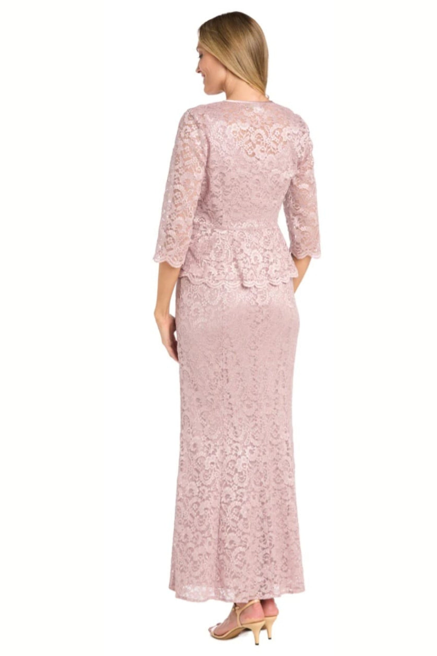 RM Richards 2-Pc Metallic Lace Formal Jacket Dress