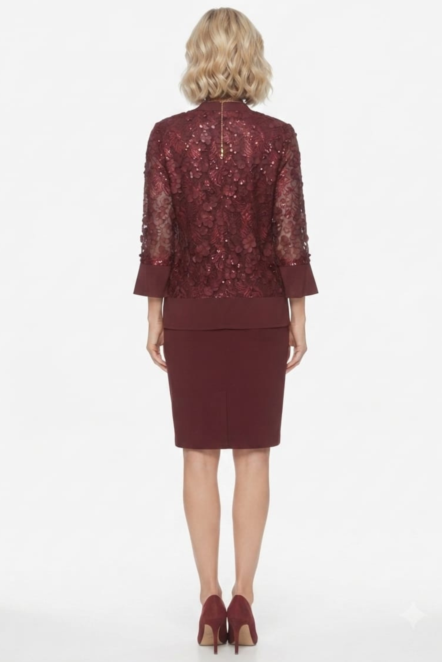 R&M Richards Sequined Lace Evening Jacket Dress