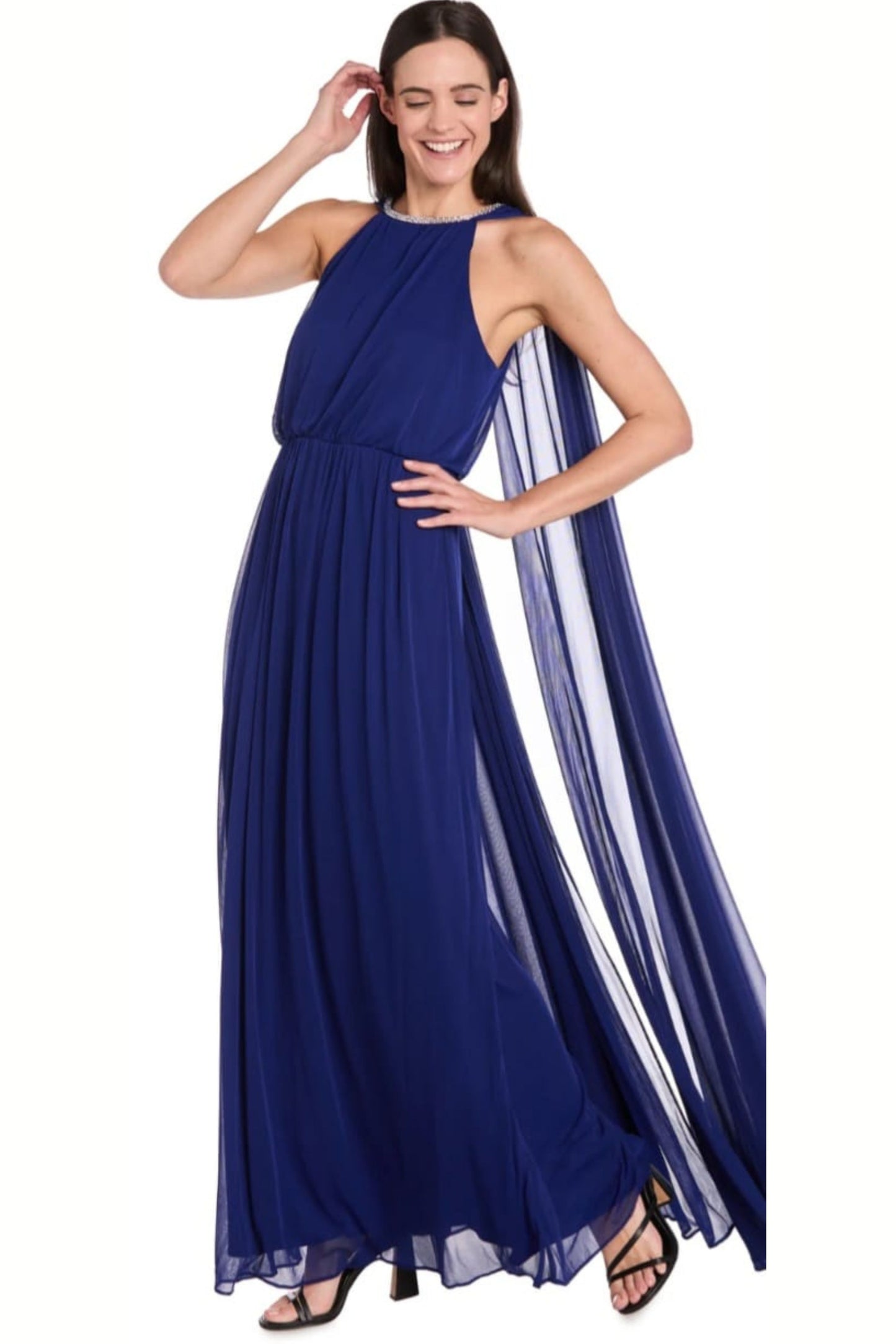 RM Richards Rhinestone Capelet Long Evening Dress