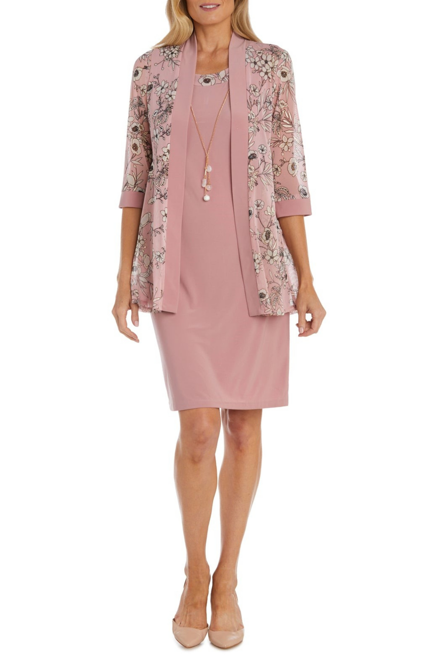 RM Richards Pink Gold Two-Piece Jacket Dress