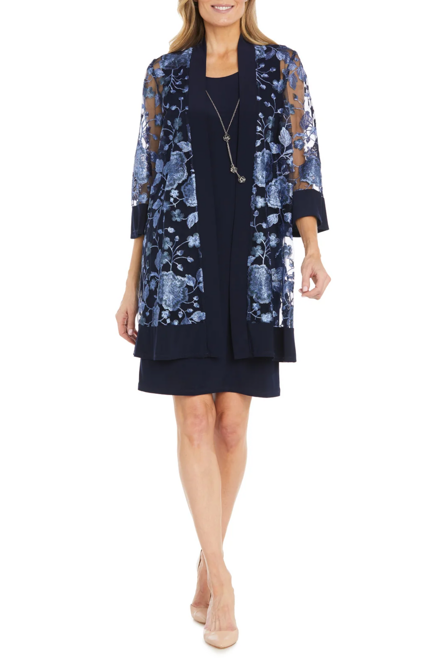 RM Richards 2-Pc Floral Embroidered Jacket Dress