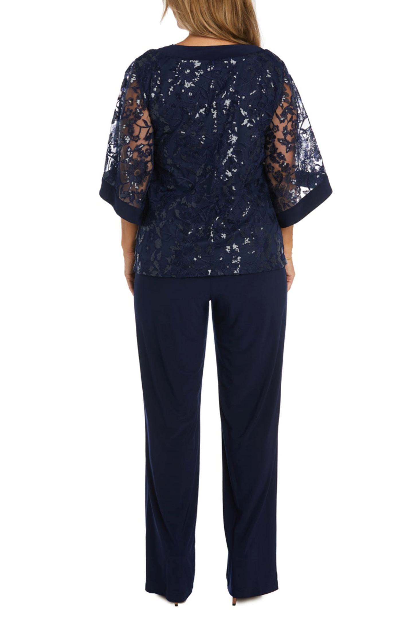 RM Richards Floral Embroidered Sequined Pants Set