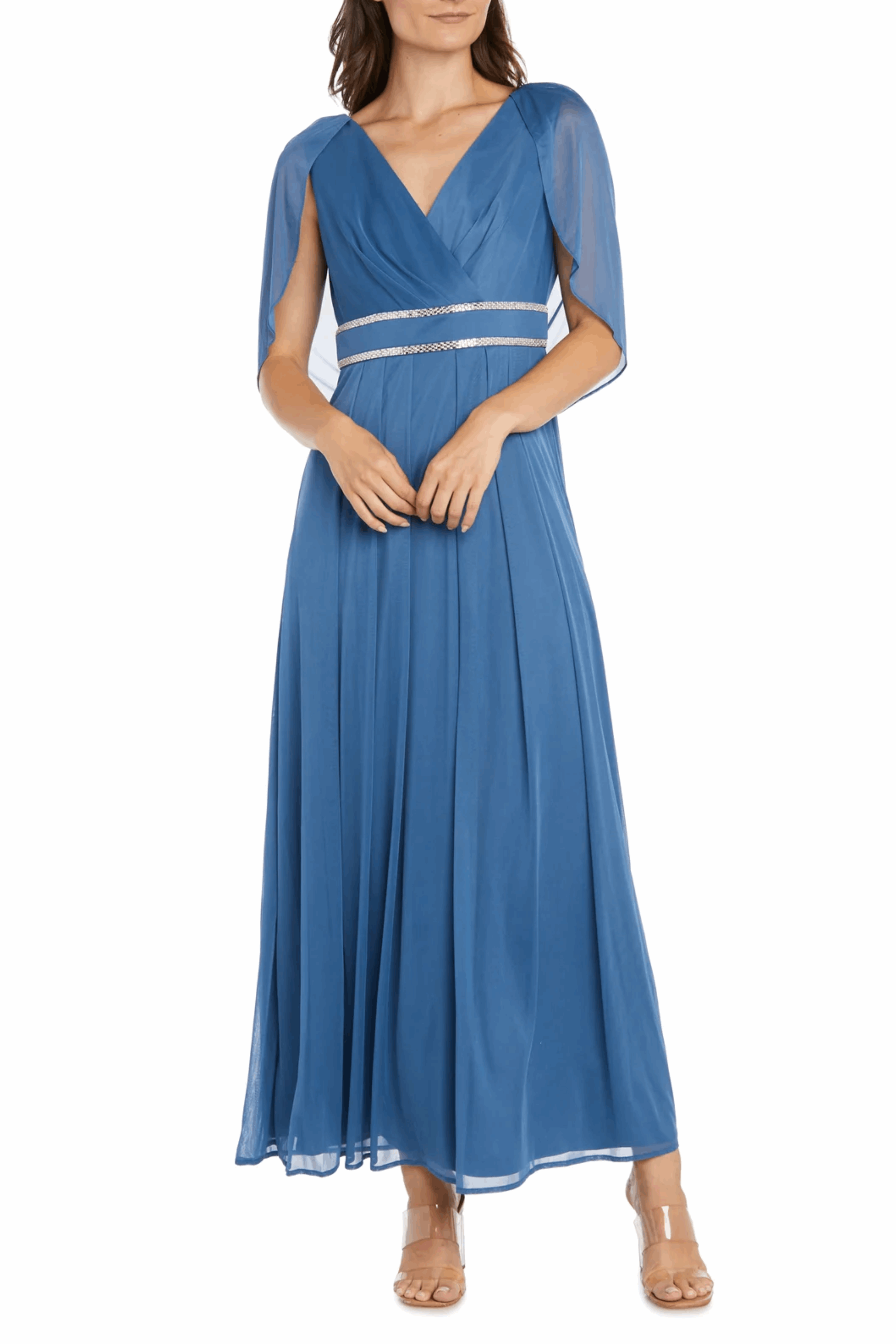 RM Richards Embellished Capelet Long Evening Dress New Yorker's Apparel RM Richards Embellished Capelet Long Evening Dress New Yorker's Apparel