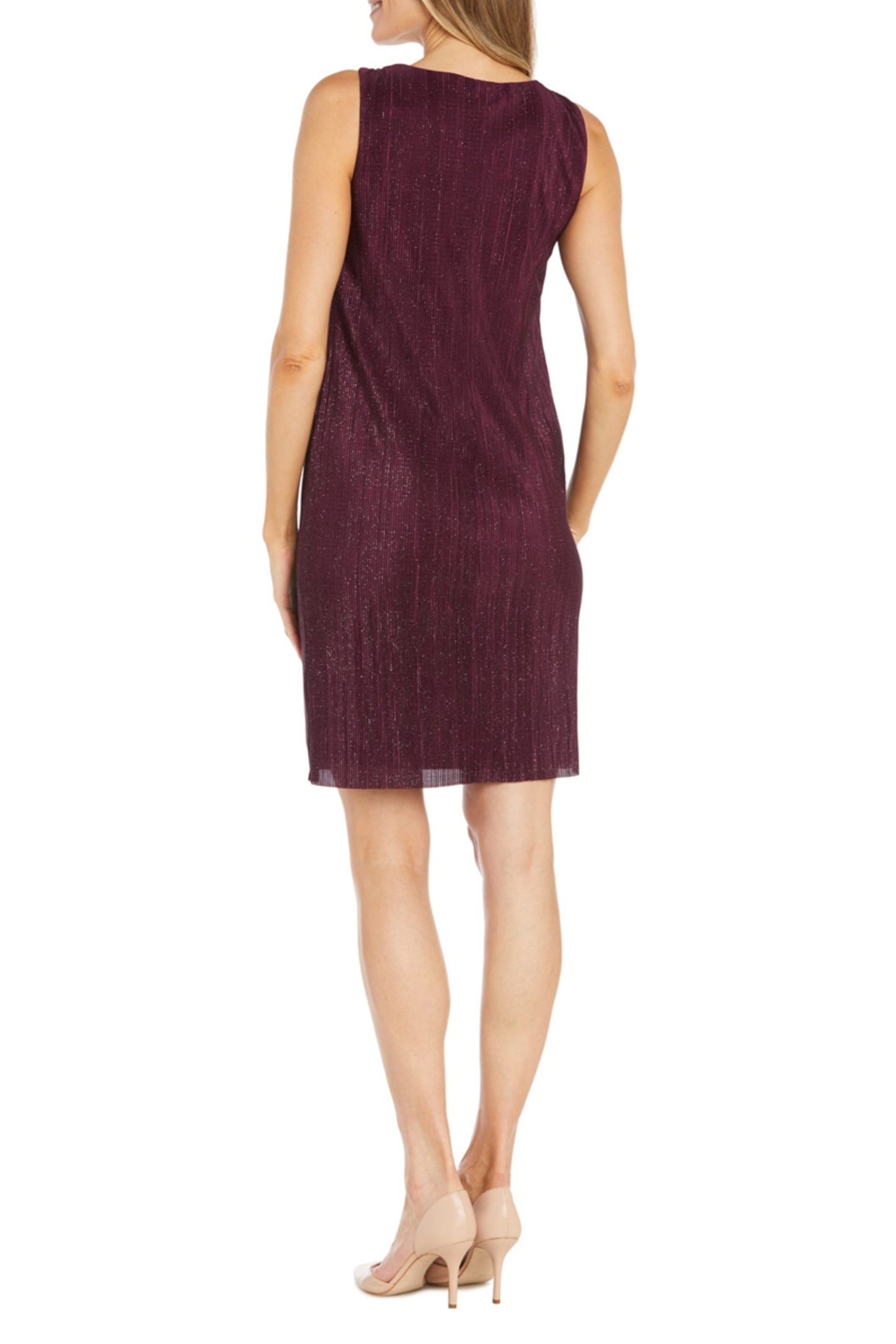 RM Richards Rhinestone Neck Metallic Jacket Dress