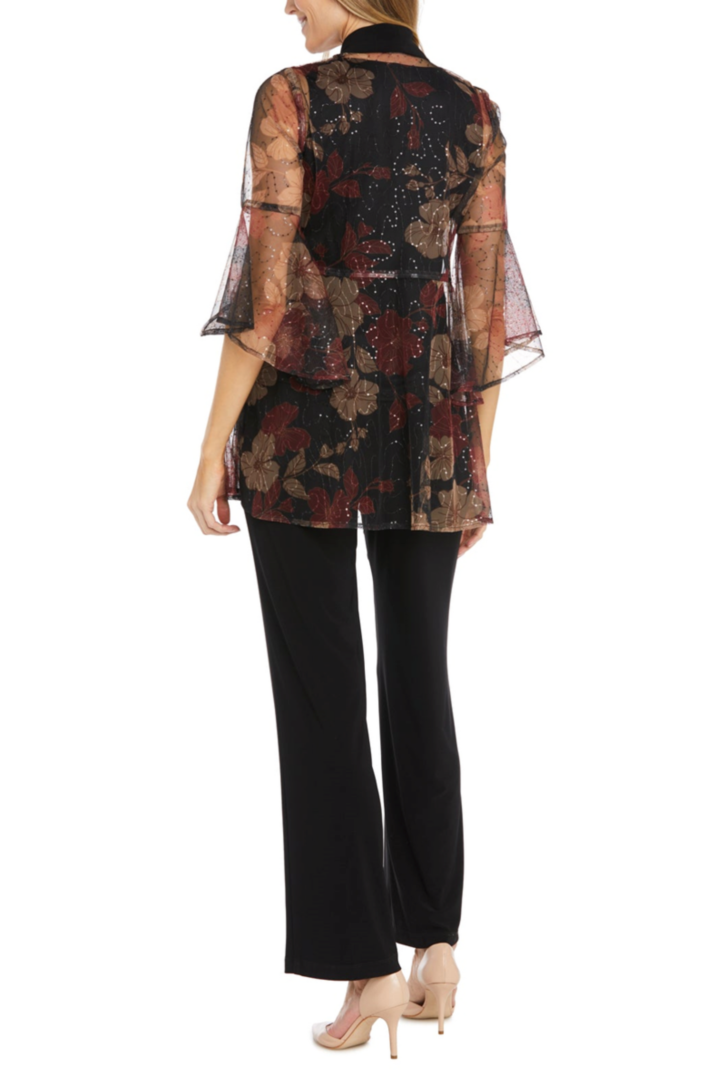 RM Richards Floral Sequined Jacket 2-Pc Pants Suit