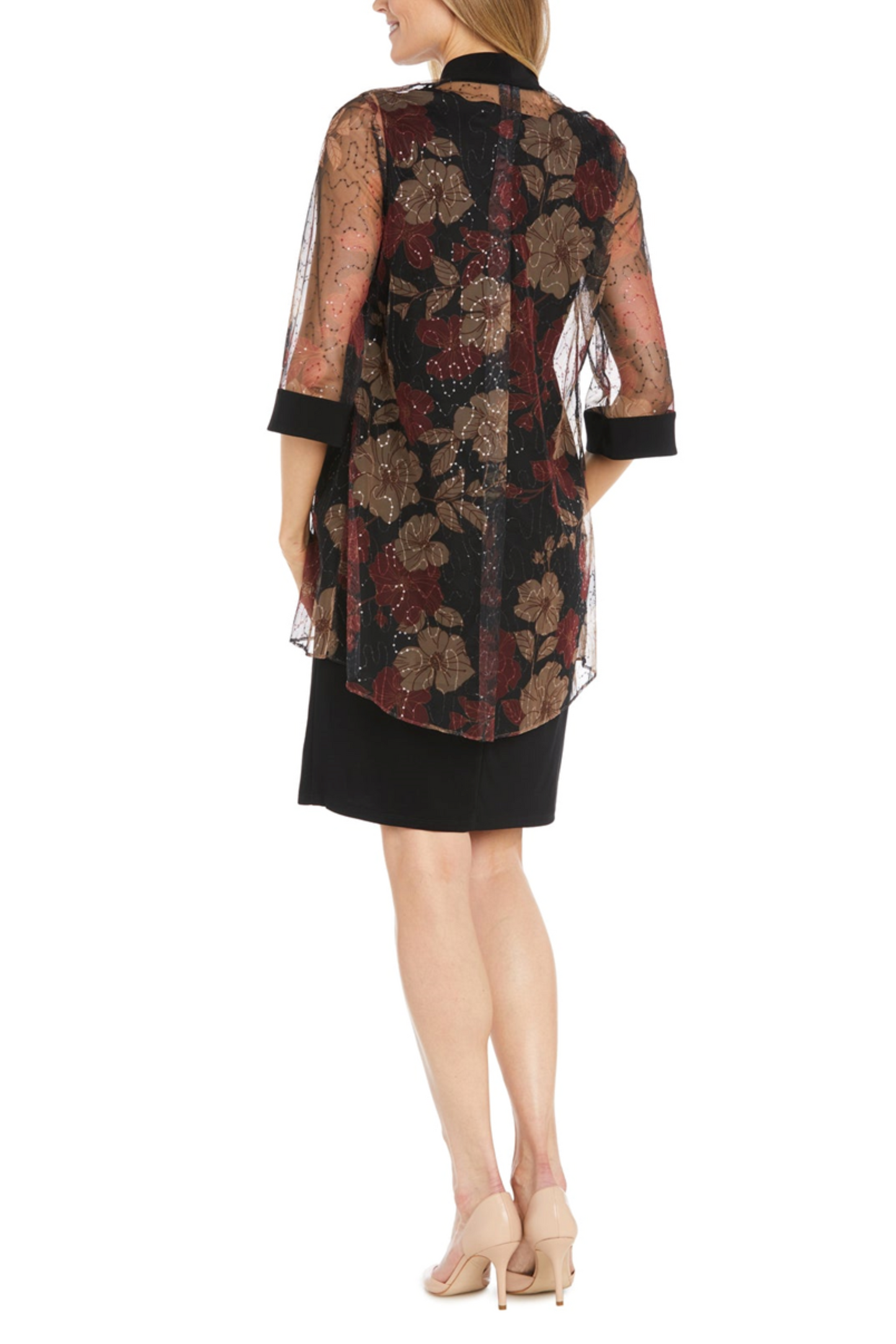 RM Richards 2-Piece Floral Sequined Jacket Dress