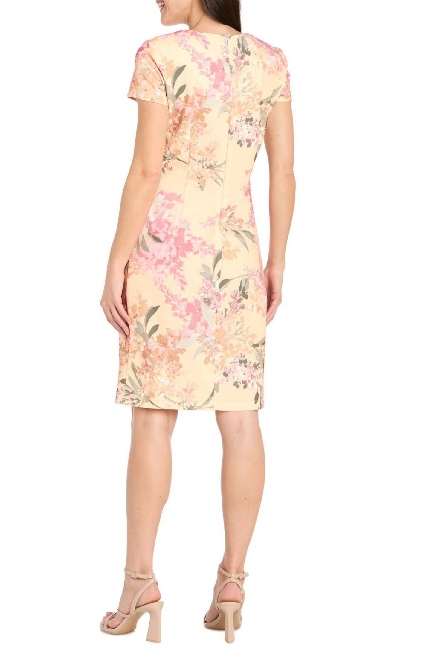 RM Richards Yellow Flower Print Sheath Dress