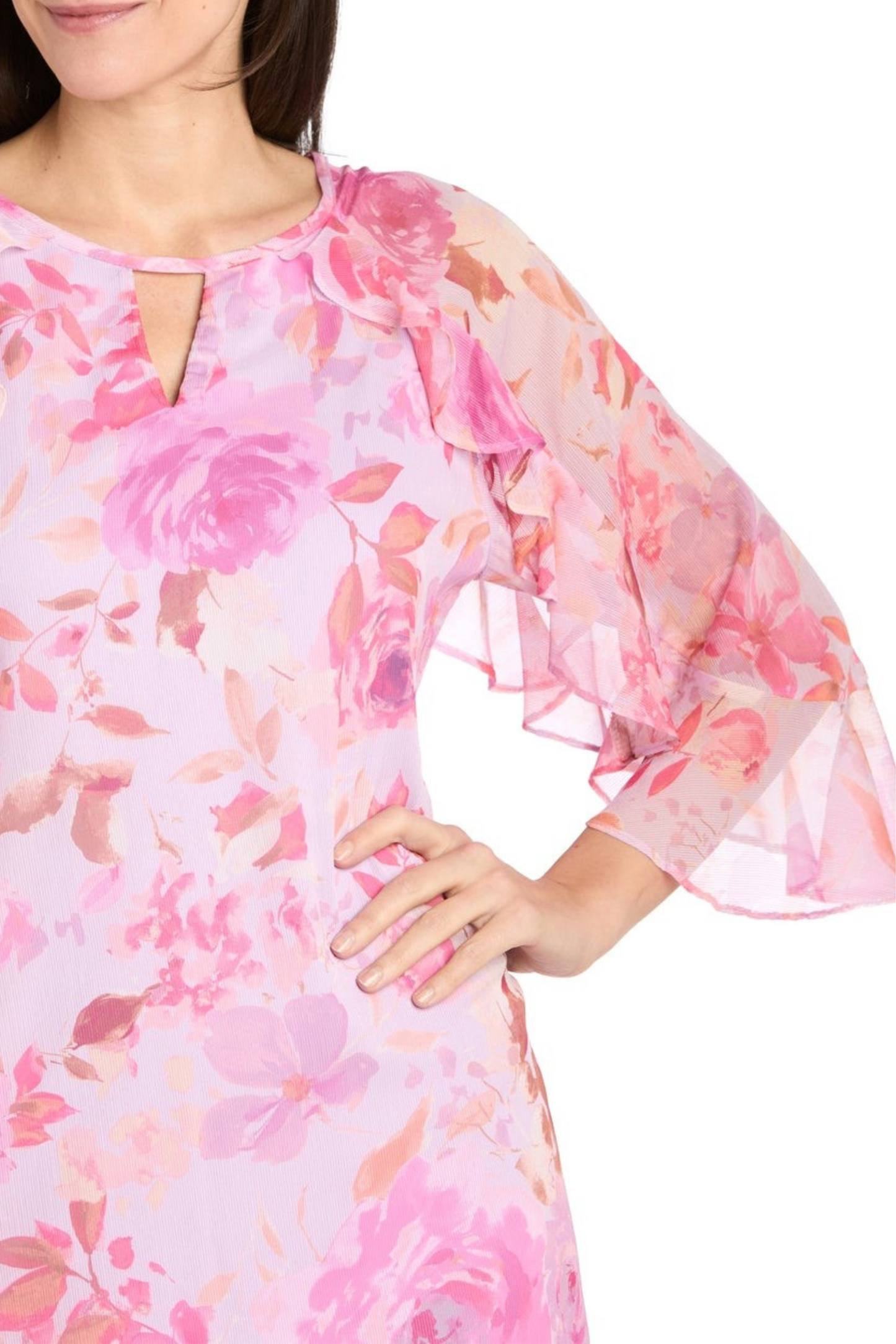 RM Richards Lavender Rose Flower Print Dress