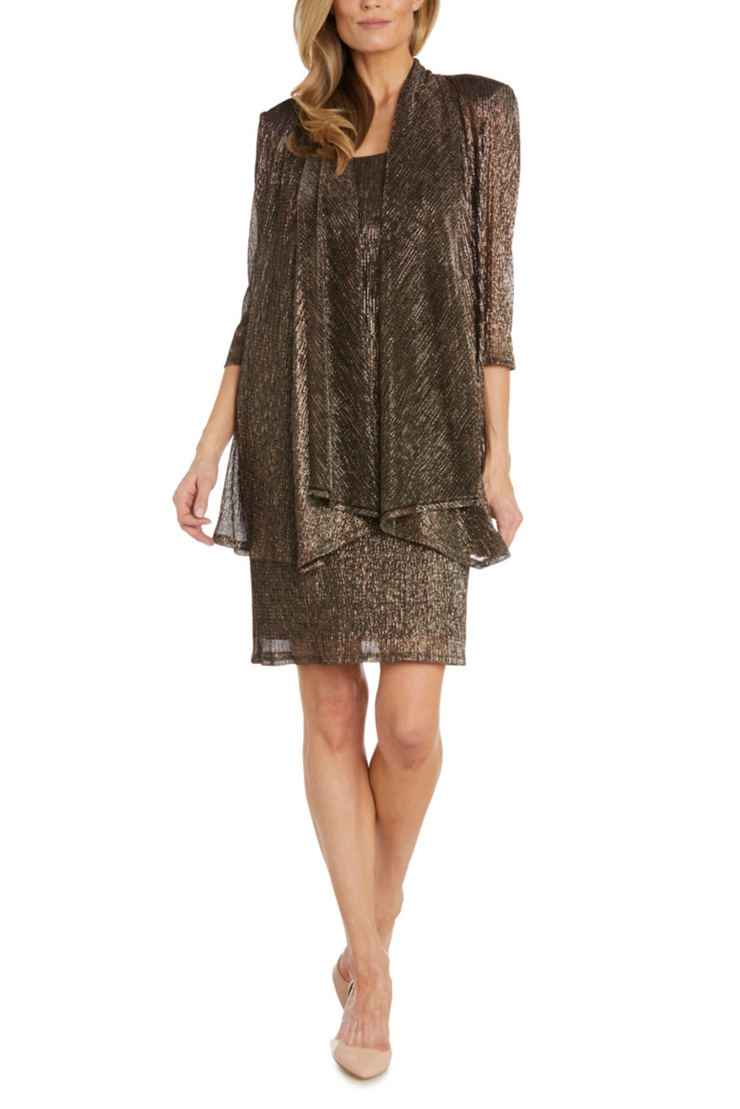 RM Richards 2-Piece Metallic Evening Jacket Dress