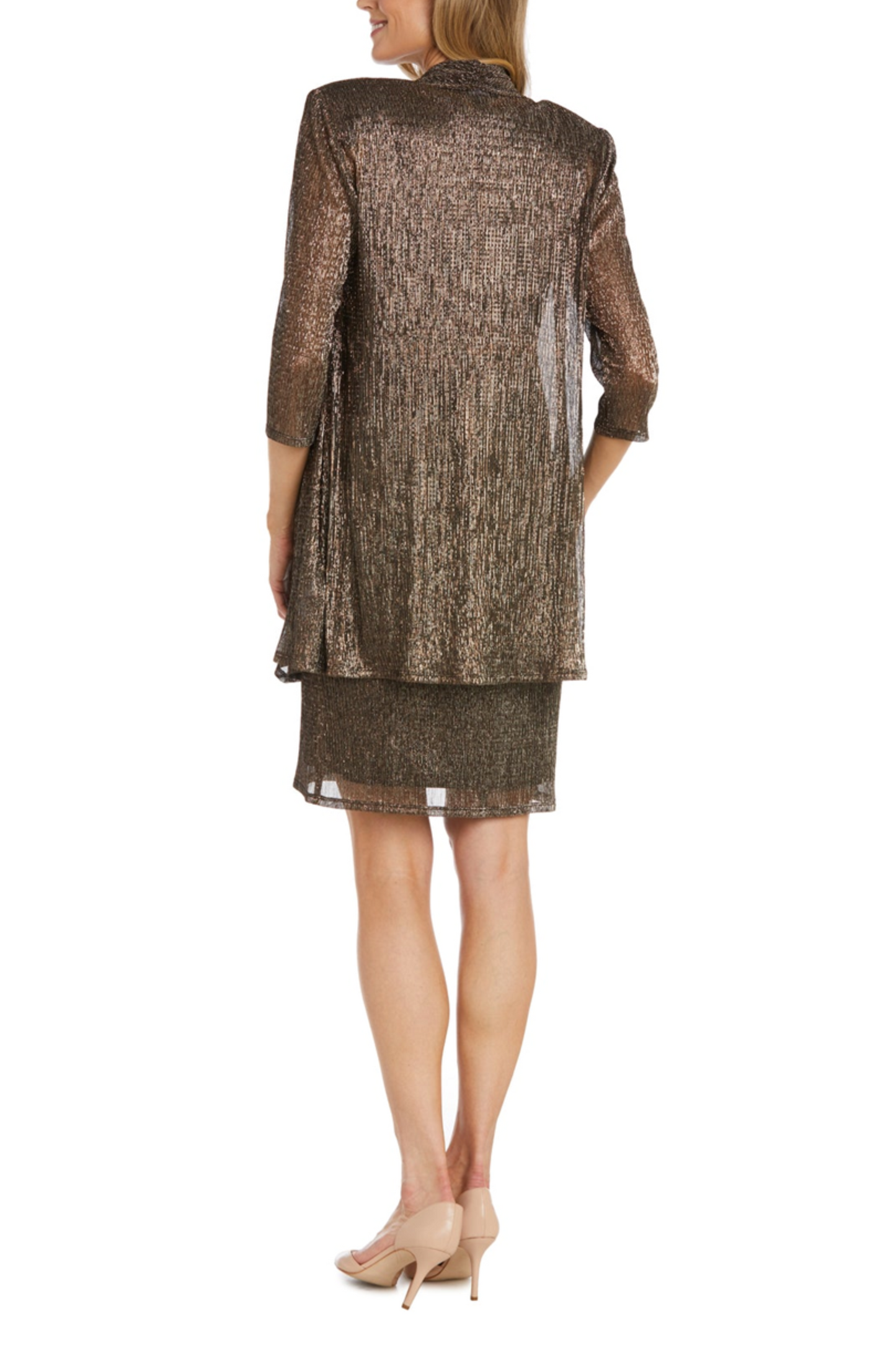RM Richards 2-Piece Metallic Evening Jacket Dress