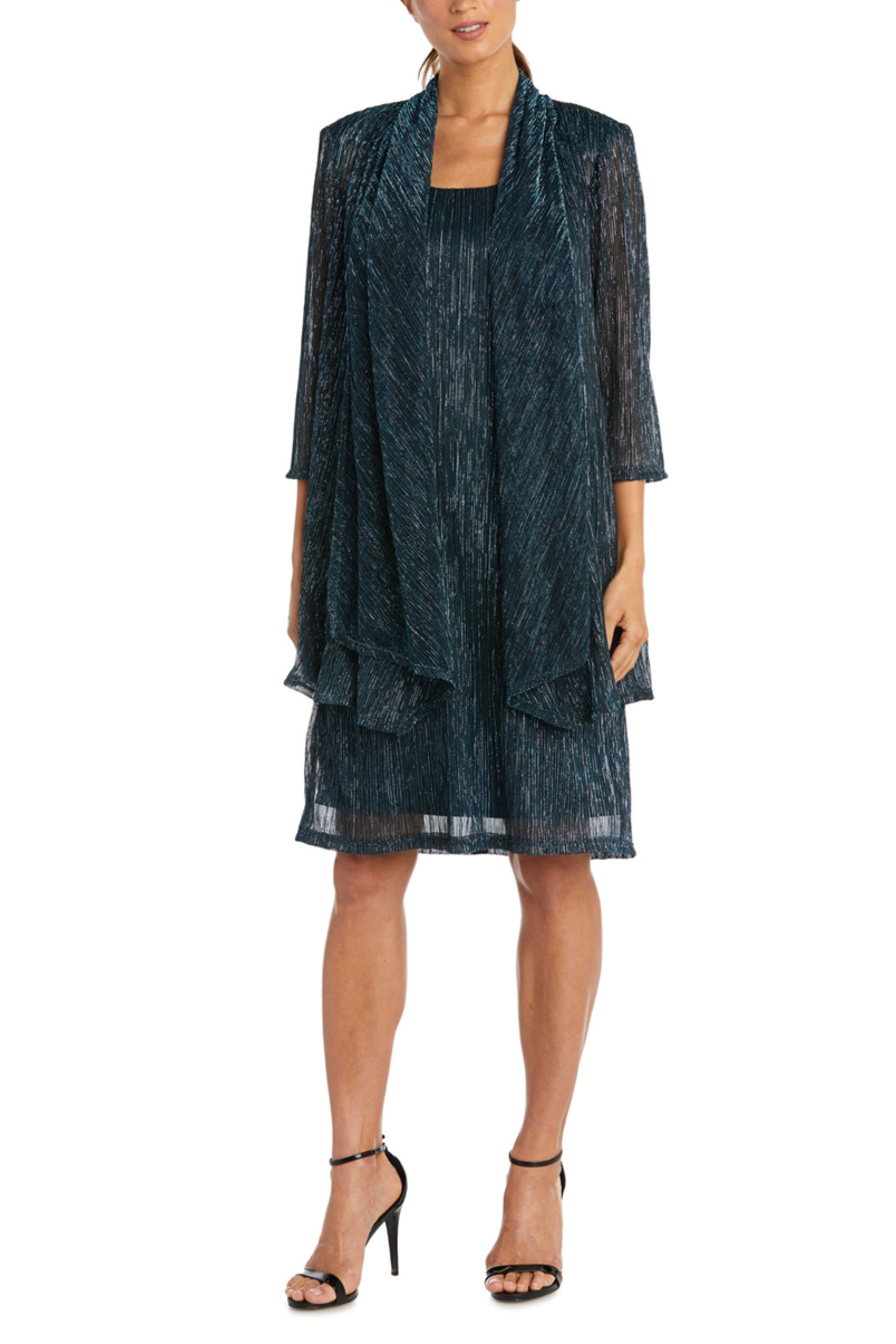 RM Richards 2-Piece Metallic Evening Jacket Dress