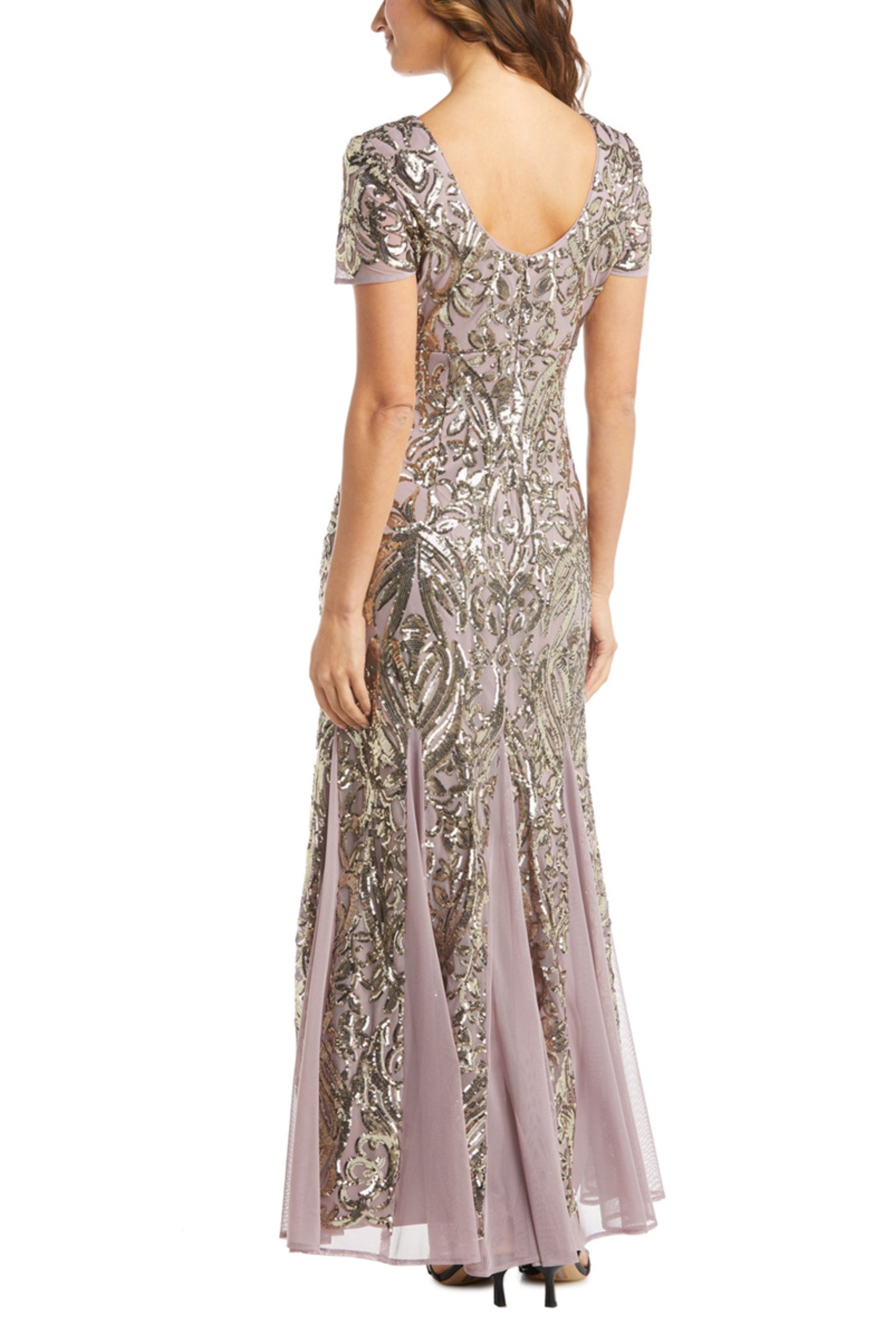 RM Richards Godet Style Sequin Long Evening Dress