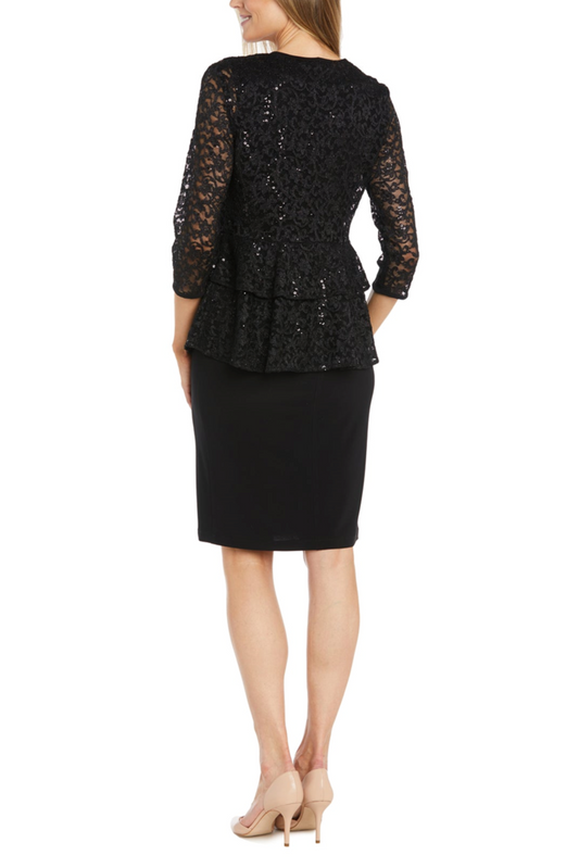 RM Richards 2-Pc Sequined Lace Tiered Jacket Dress