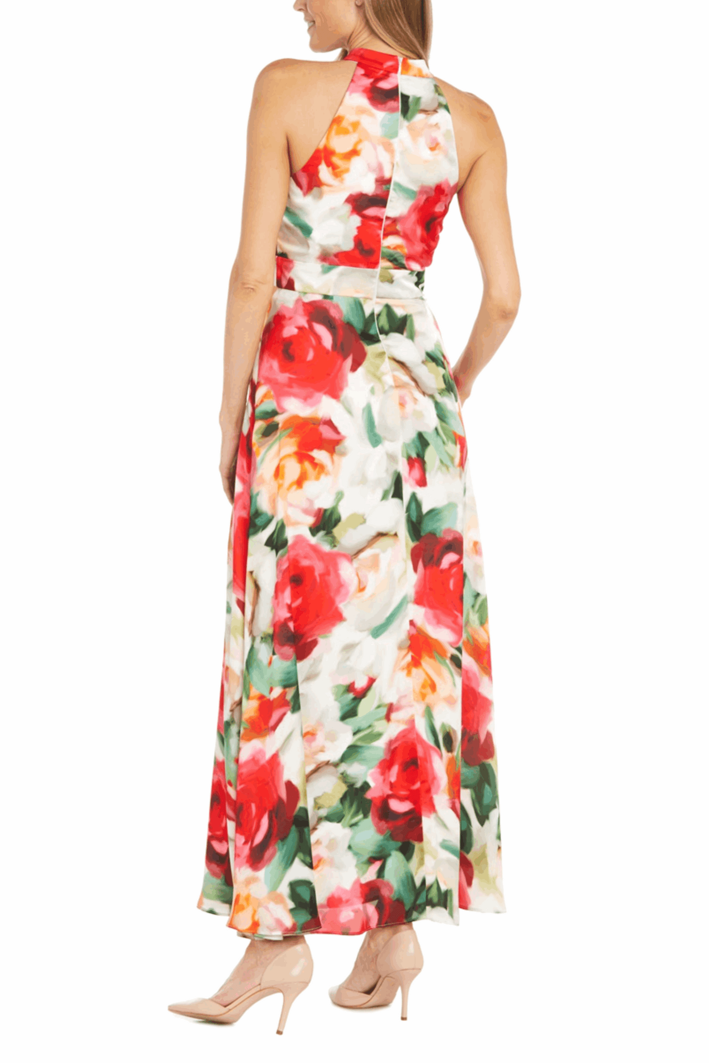 RM Richards Floral Maxi-Style Halter Evening Dress