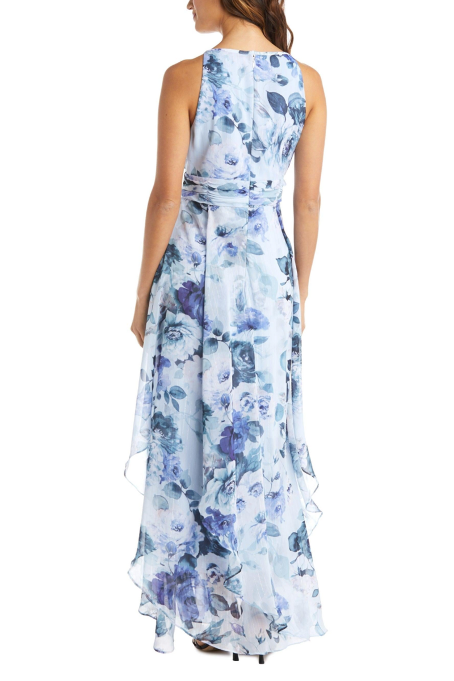 RM Richards Floral Halter Maxi Evening Dress